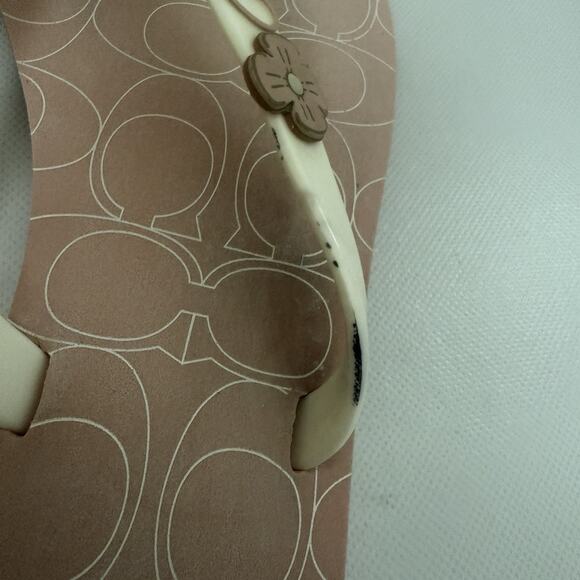 Coach Cosma Jelly Flip Flops Size 8 White Pink Flower Thong Sandals FLAW - Picture 7 of 8